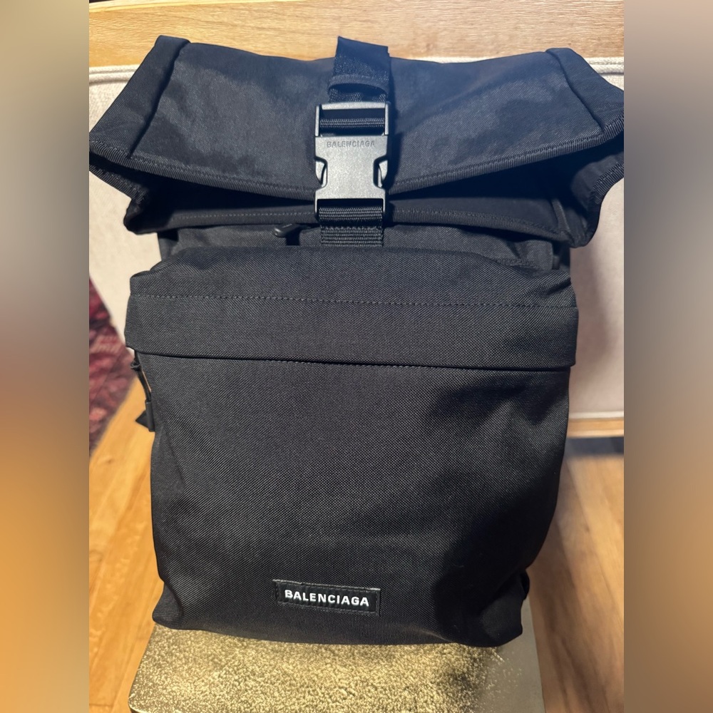 Balenciaga Black Backpack Modern Minimalist Design Black Polymide Nylon. Roomy.
